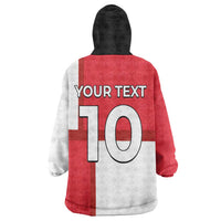 Custom Denmark Football Wearable Blanket Hoodie White Grunge Line and Rune Inspired Sporty Style