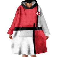 Custom Denmark Football Wearable Blanket Hoodie White Grunge Line and Rune Inspired Sporty Style