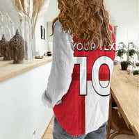 Custom Denmark Football Women Casual Shirt White Grunge Line and Rune Inspired Sporty Style
