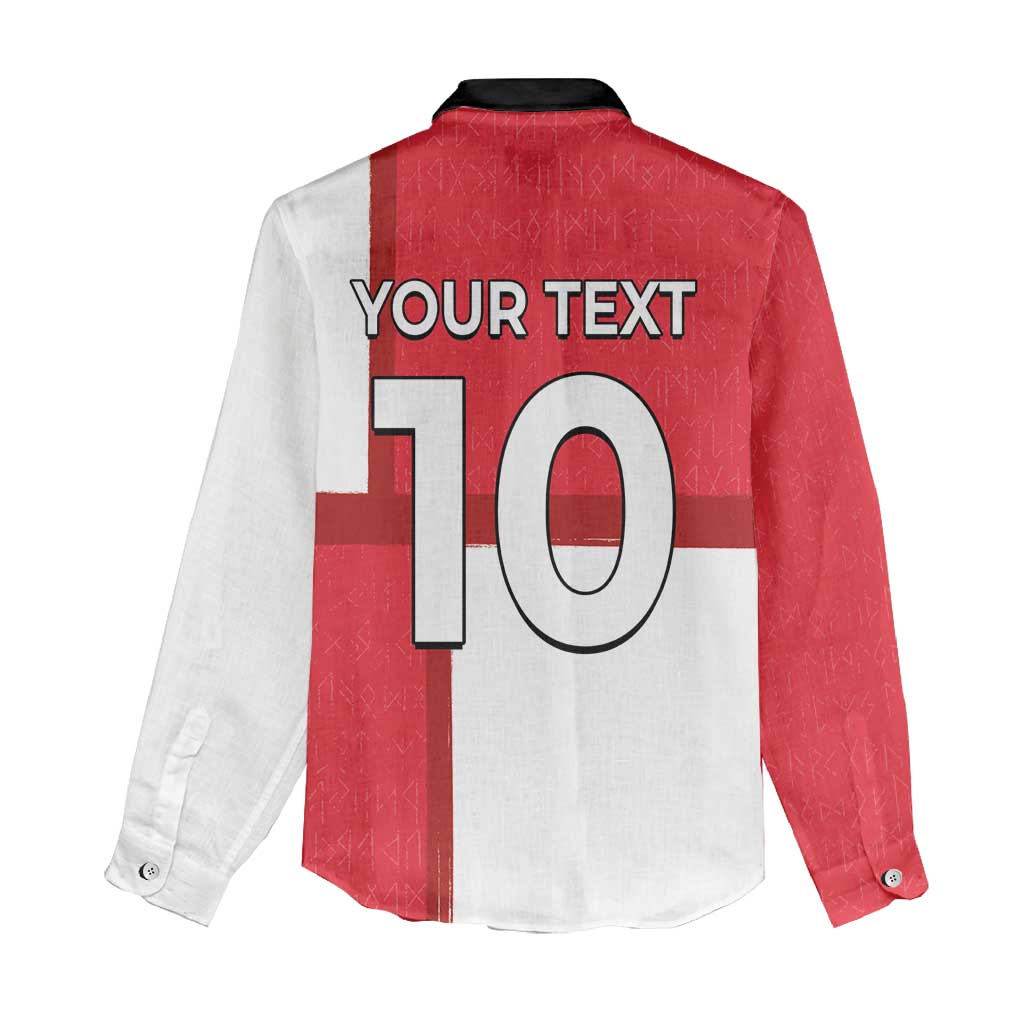 Custom Denmark Football Women Casual Shirt White Grunge Line and Rune Inspired Sporty Style