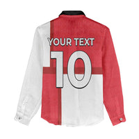 Custom Denmark Football Women Casual Shirt White Grunge Line and Rune Inspired Sporty Style
