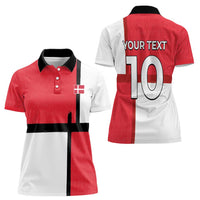 Custom Denmark Football Women Polo Shirt White Grunge Line and Rune Inspired Sporty Style