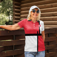 Custom Denmark Football Women Polo Shirt White Grunge Line and Rune Inspired Sporty Style
