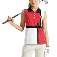 Custom Denmark Football Women Sleeveless Polo Shirt White Grunge Line and Rune Inspired Sporty Style