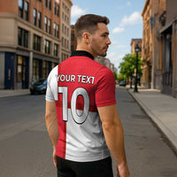 Custom Denmark Football Zipper Polo Shirt White Grunge Line and Rune Inspired Sporty Style