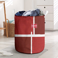 Denmark Football Laundry Basket Black Grunge Line and Rune Inspired Sporty Style