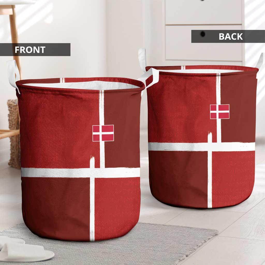 Denmark Football Laundry Basket Black Grunge Line and Rune Inspired Sporty Style