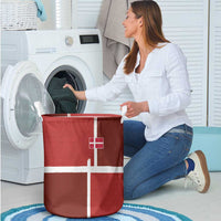 Denmark Football Laundry Basket Black Grunge Line and Rune Inspired Sporty Style