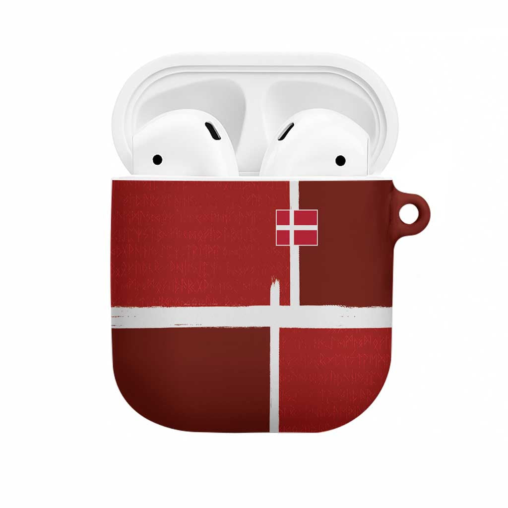Denmark Football AirPods Case Black Grunge Line and Rune Inspired Sporty Style