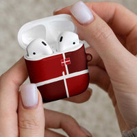 Denmark Football AirPods Case Black Grunge Line and Rune Inspired Sporty Style