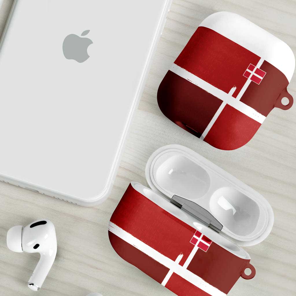 Denmark Football AirPods Case Black Grunge Line and Rune Inspired Sporty Style