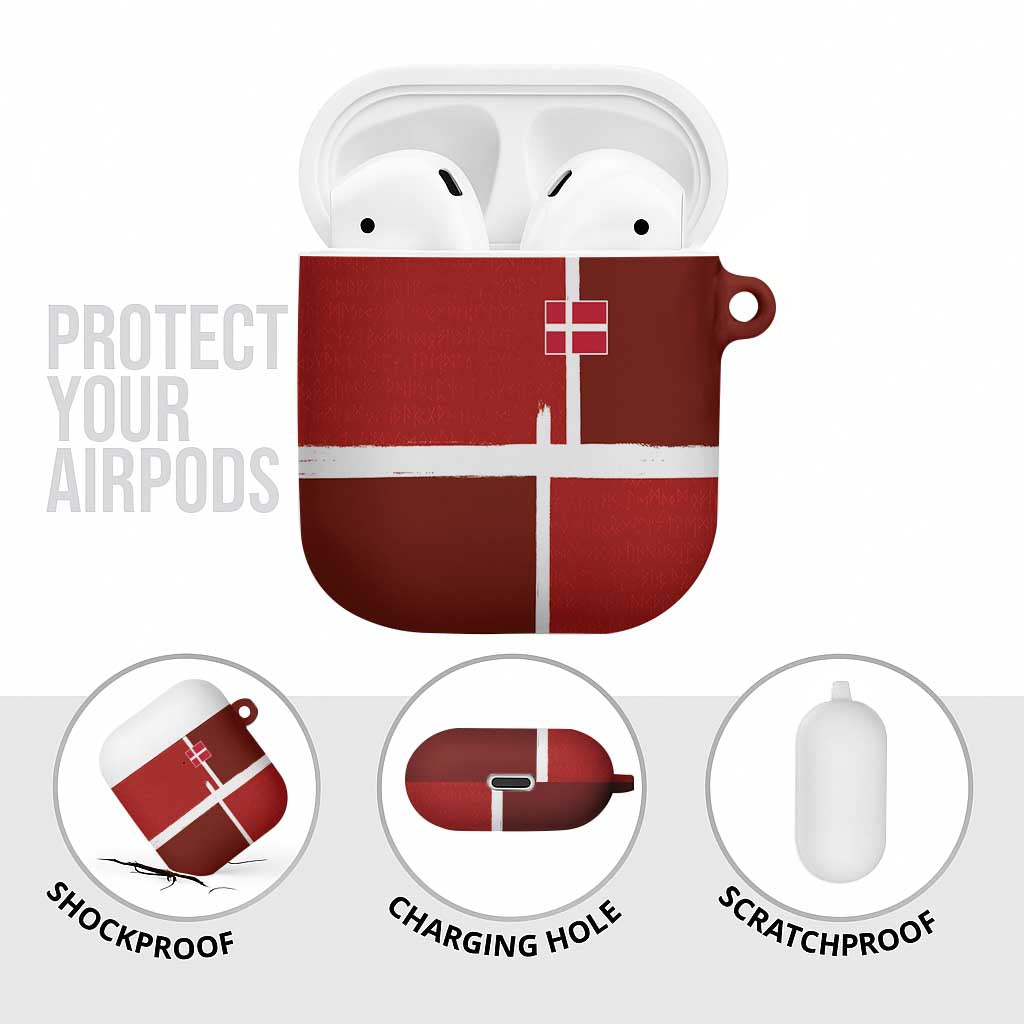 Denmark Football AirPods Case Black Grunge Line and Rune Inspired Sporty Style