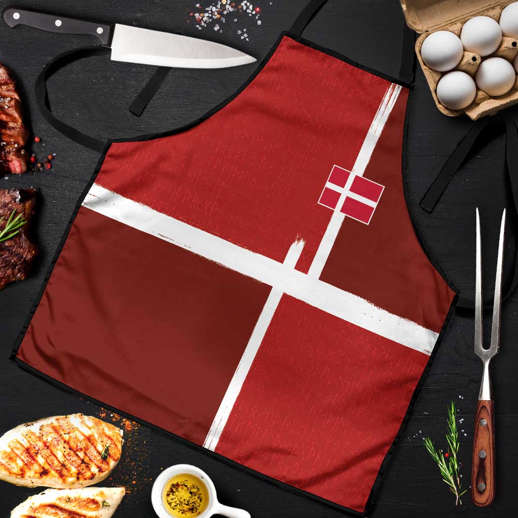 Denmark Football Apron Black Grunge Line and Rune Inspired Sporty Style