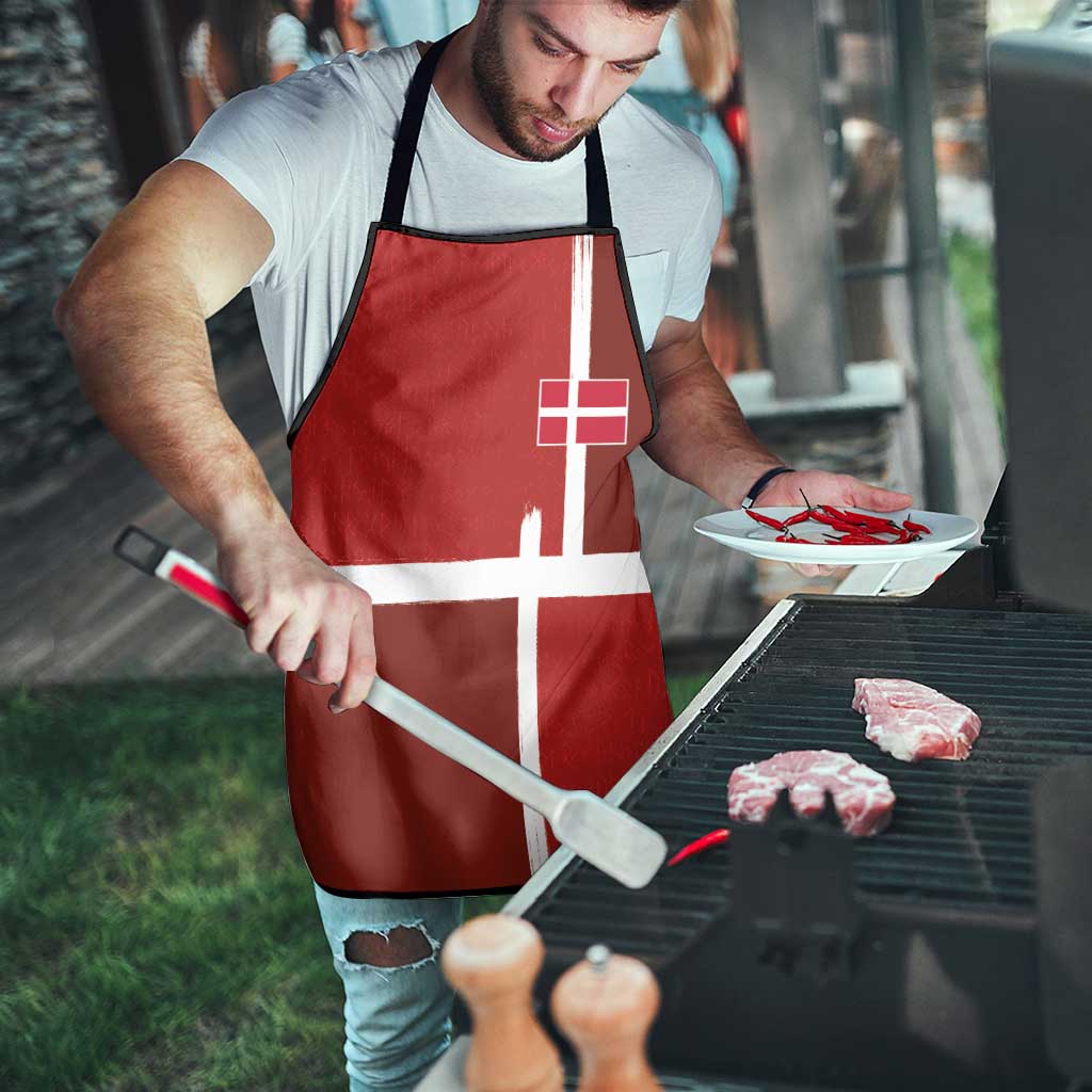 Denmark Football Apron Black Grunge Line and Rune Inspired Sporty Style