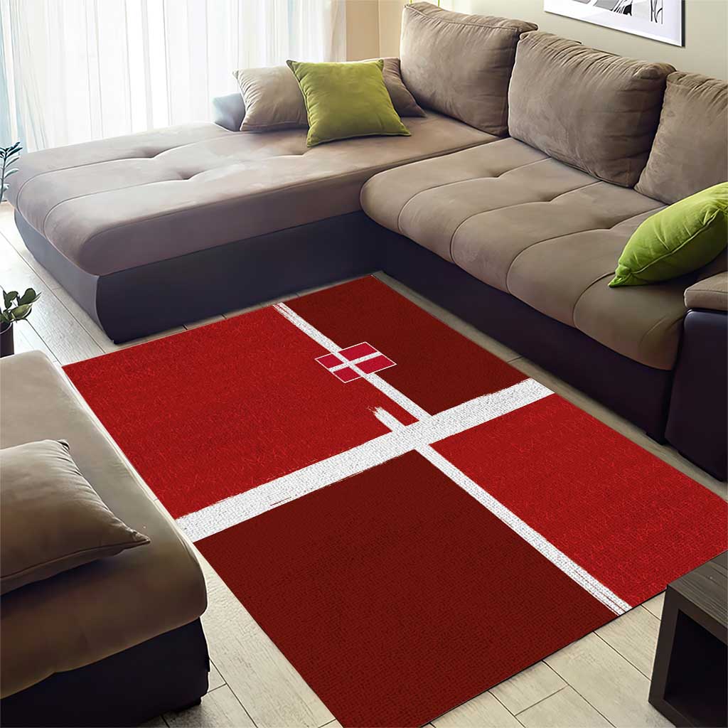 Denmark Football Area Rug Black Grunge Line and Rune Inspired Sporty Style