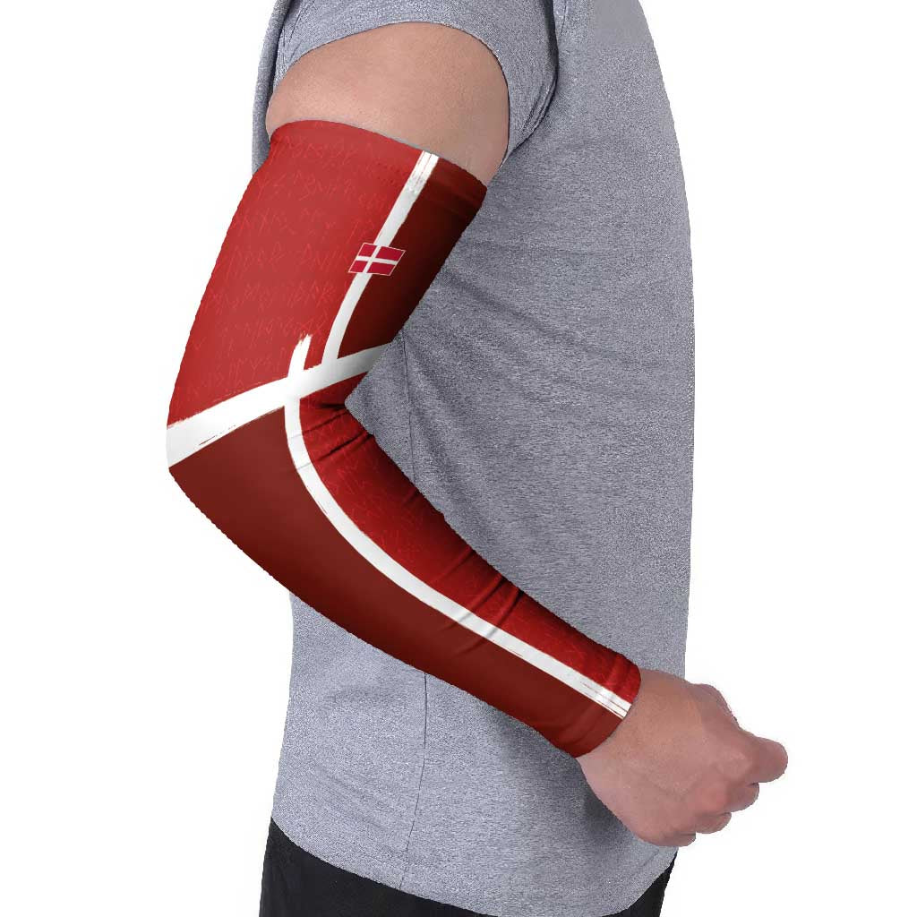 Custom Denmark Football Arm Sleeves Black Grunge Line and Rune Inspired Sporty Style