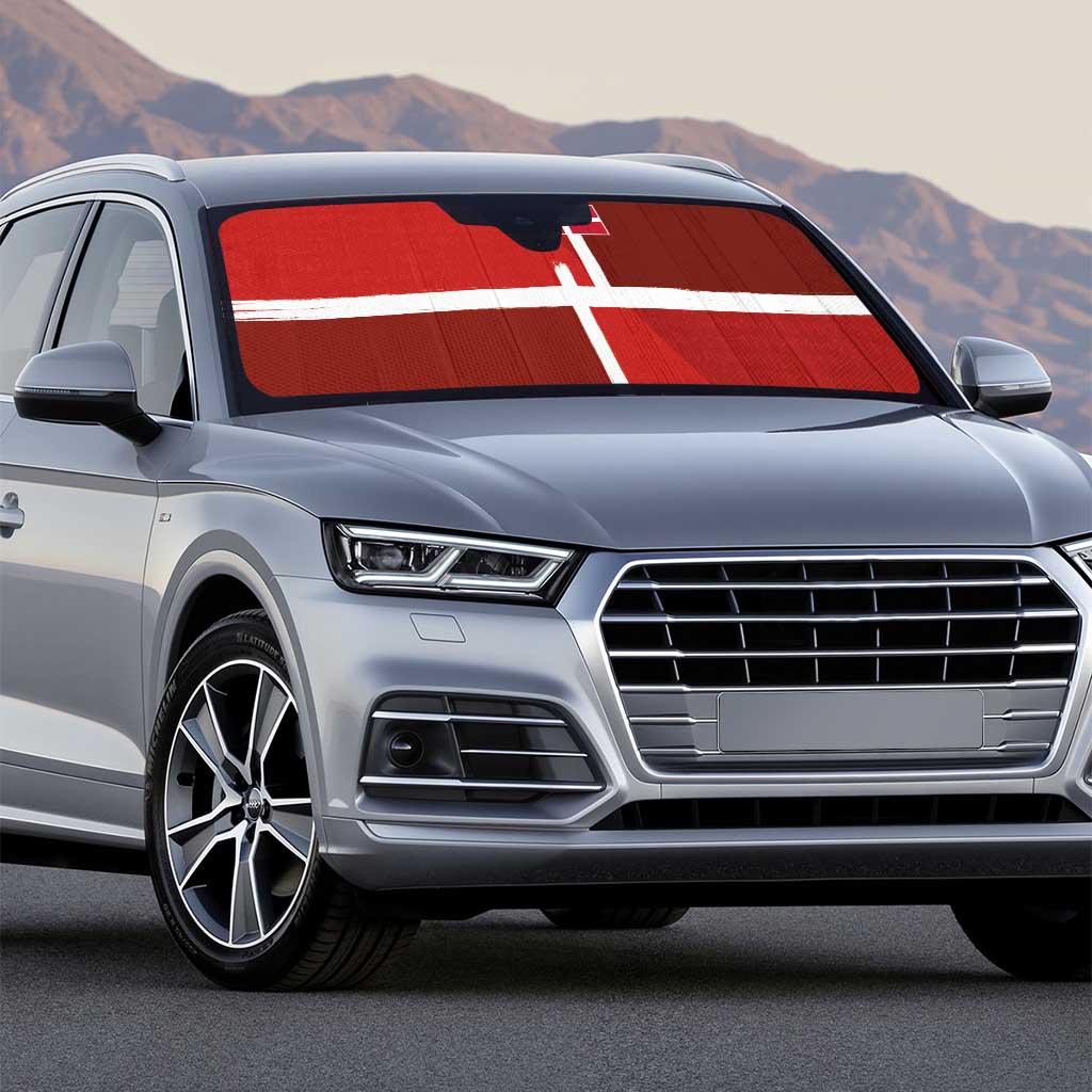 Denmark Football Auto Sun Shade Black Grunge Line and Rune Inspired Sporty Style