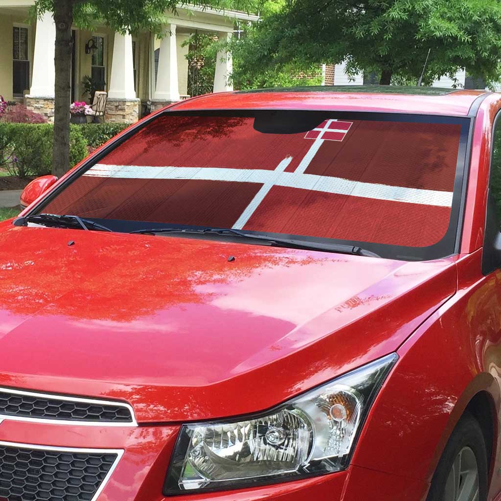 Denmark Football Auto Sun Shade Black Grunge Line and Rune Inspired Sporty Style