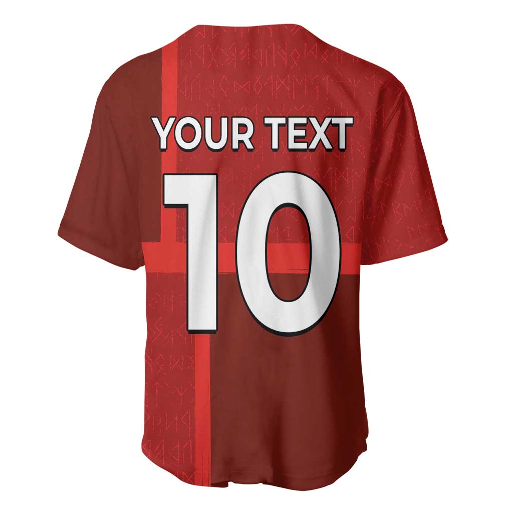 Custom Denmark Football Baseball Jersey Black Grunge Line and Rune Inspired Sporty Style