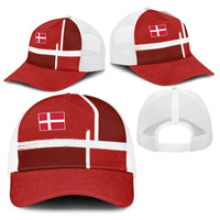 Denmark Football Baseball Net Cap Black Grunge Line and Rune Inspired Sporty Style