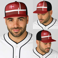 Denmark Football Baseball Net Cap Black Grunge Line and Rune Inspired Sporty Style
