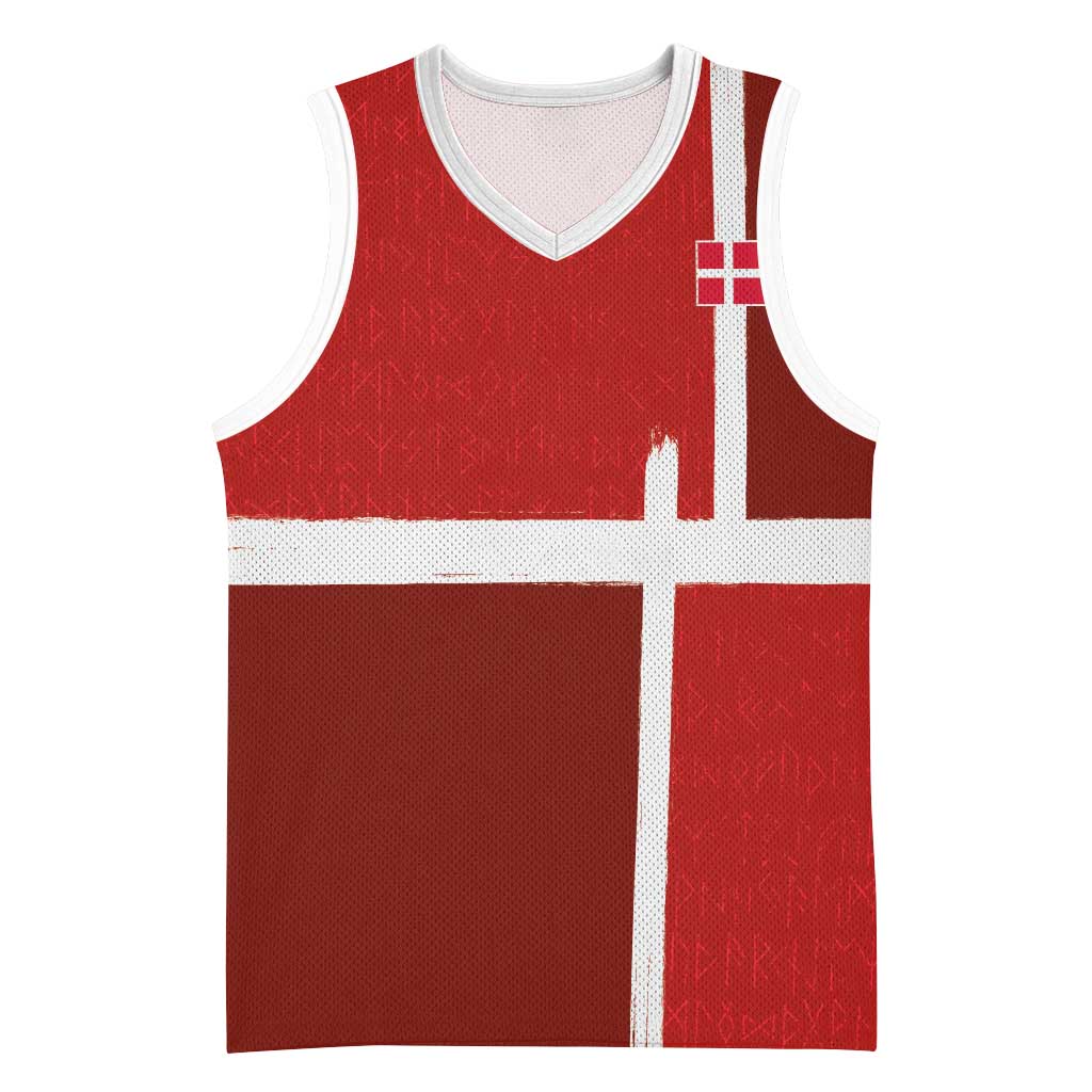 Custom Denmark Football Basketball Jersey Black Grunge Line and Rune Inspired Sporty Style