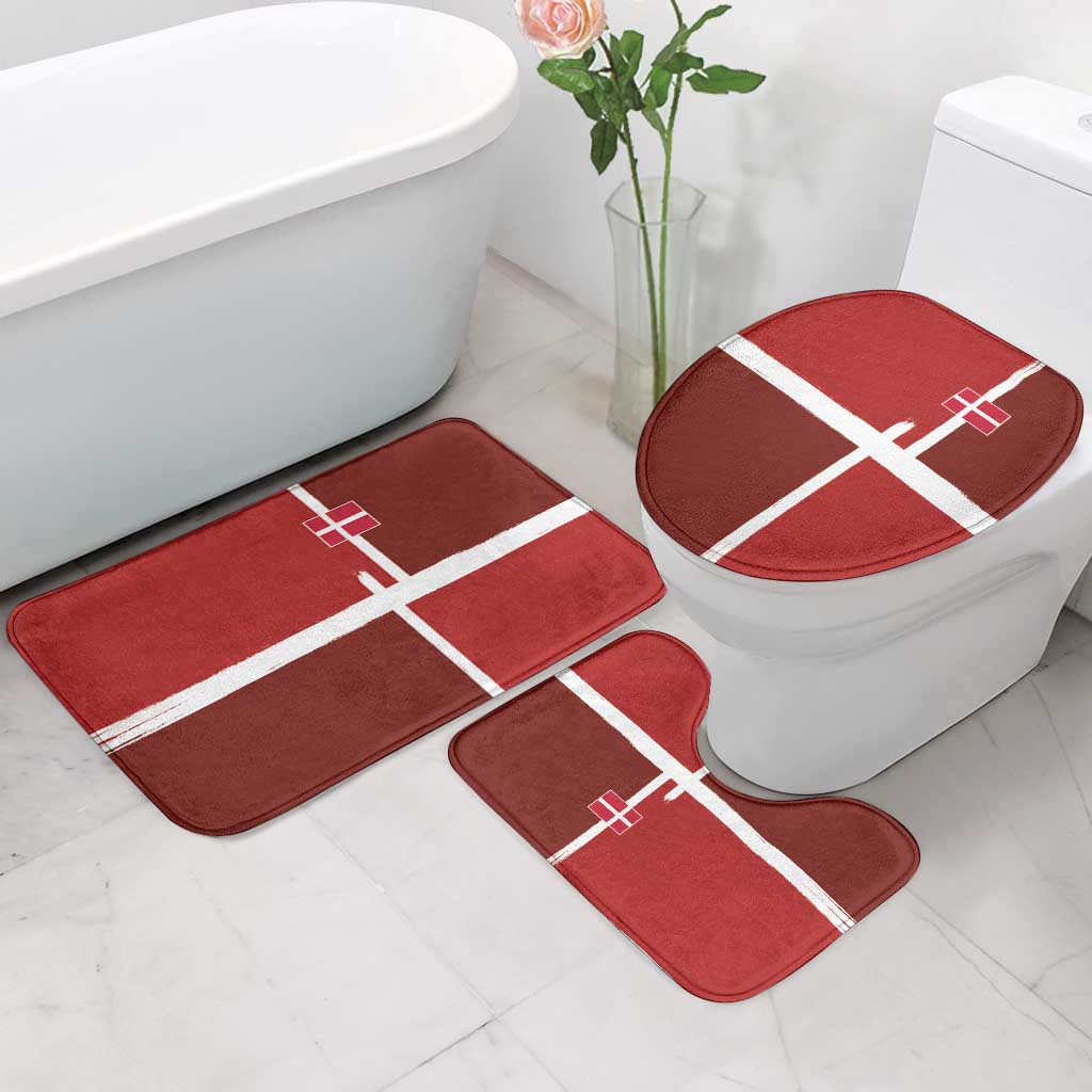Denmark Football Bathroom Set Black Grunge Line and Rune Inspired Sporty Style
