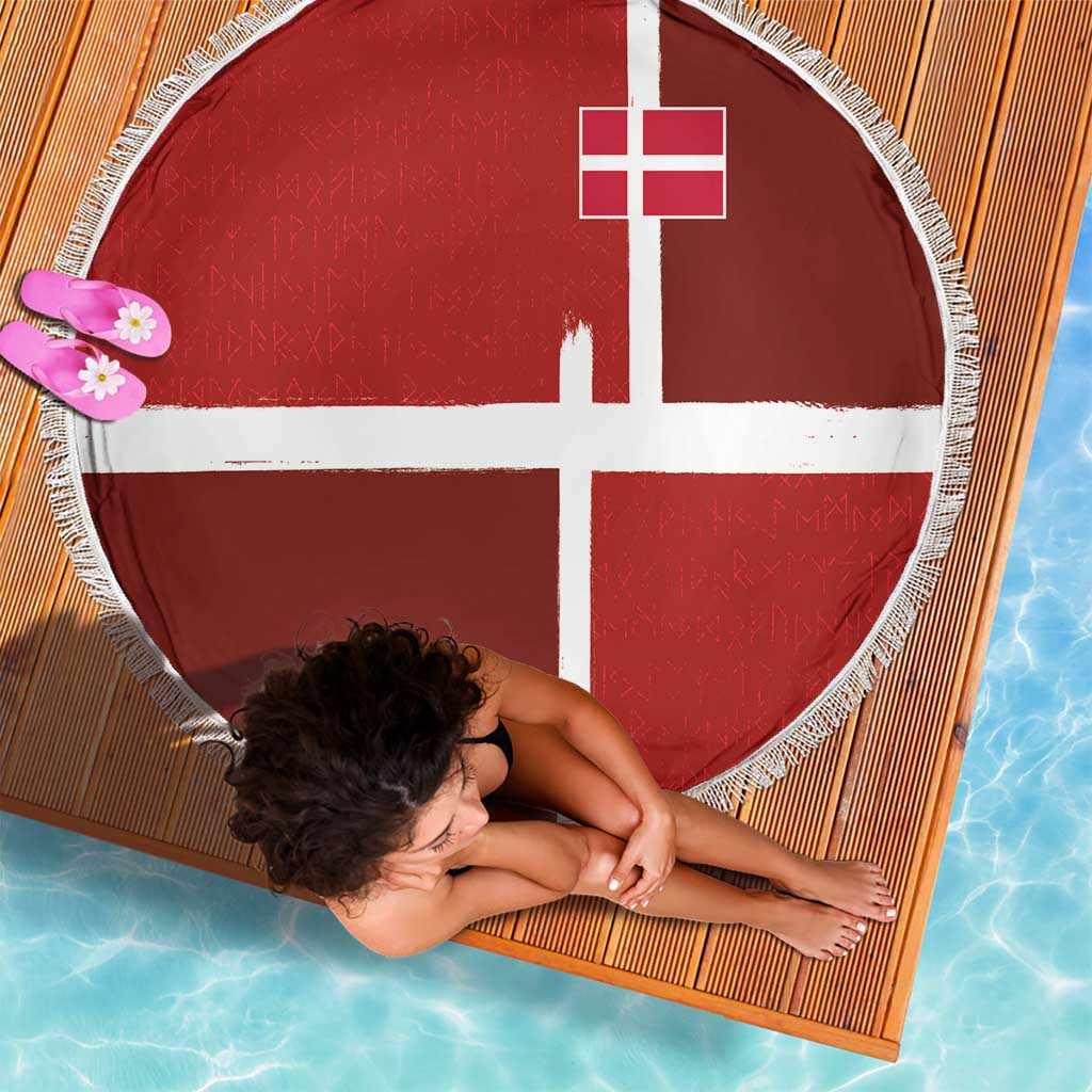 Denmark Football Beach Blanket Black Grunge Line and Rune Inspired Sporty Style