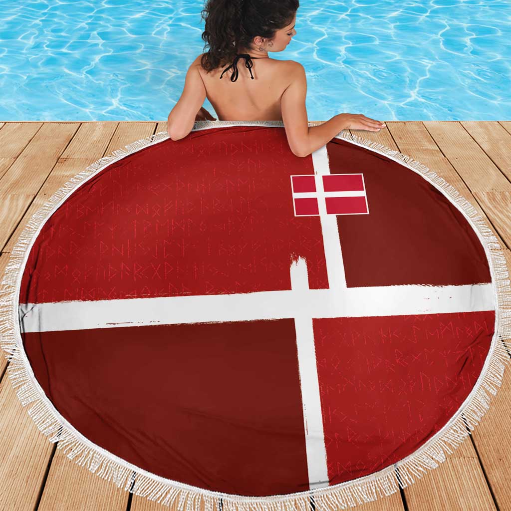 Denmark Football Beach Blanket Black Grunge Line and Rune Inspired Sporty Style