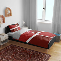 Denmark Football Bedding Set Black Grunge Line and Rune Inspired Sporty Style