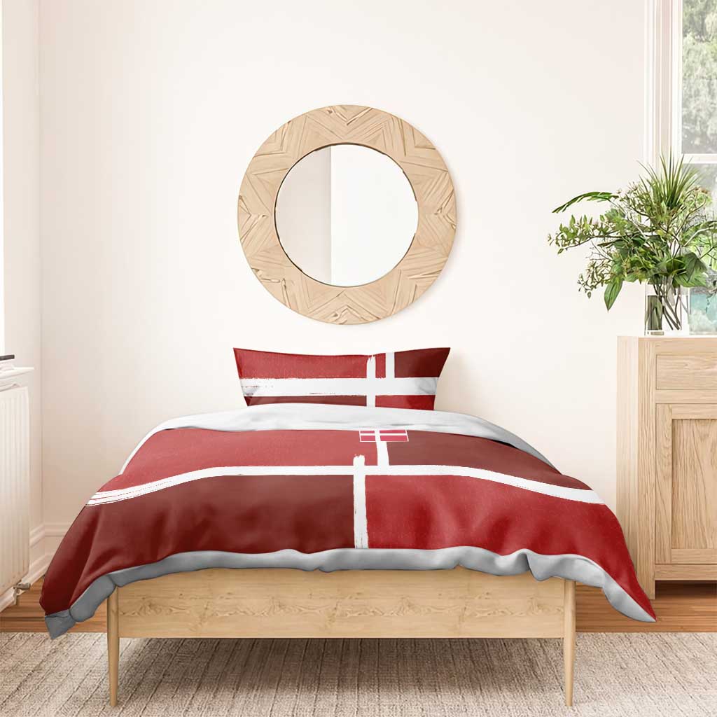 Denmark Football Bedding Set Black Grunge Line and Rune Inspired Sporty Style