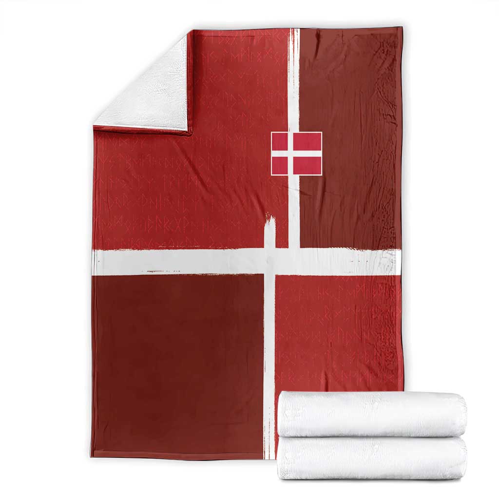 Denmark Football Blanket Black Grunge Line and Rune Inspired Sporty Style