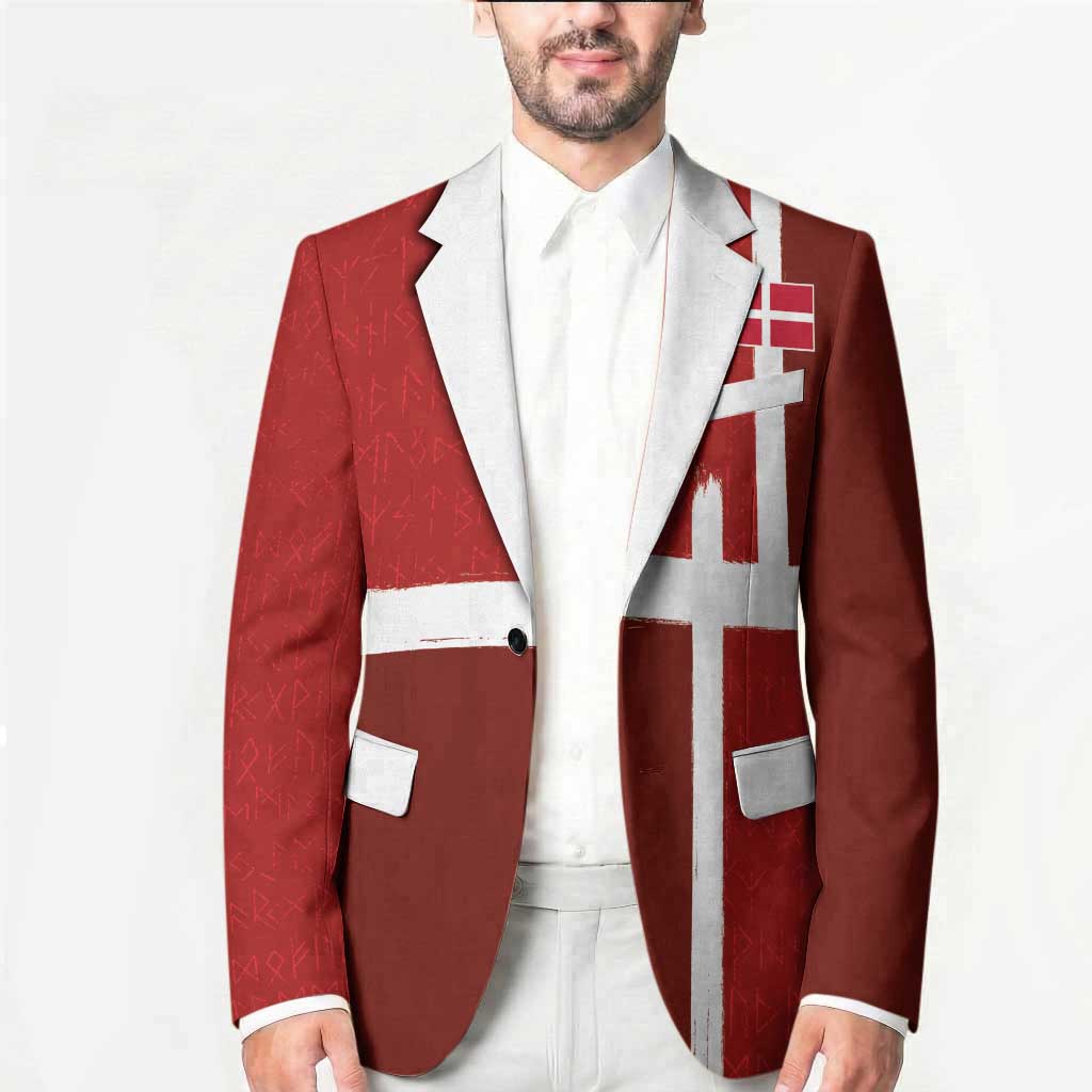 Custom Denmark Football Blazer Black Grunge Line and Rune Inspired Sporty Style