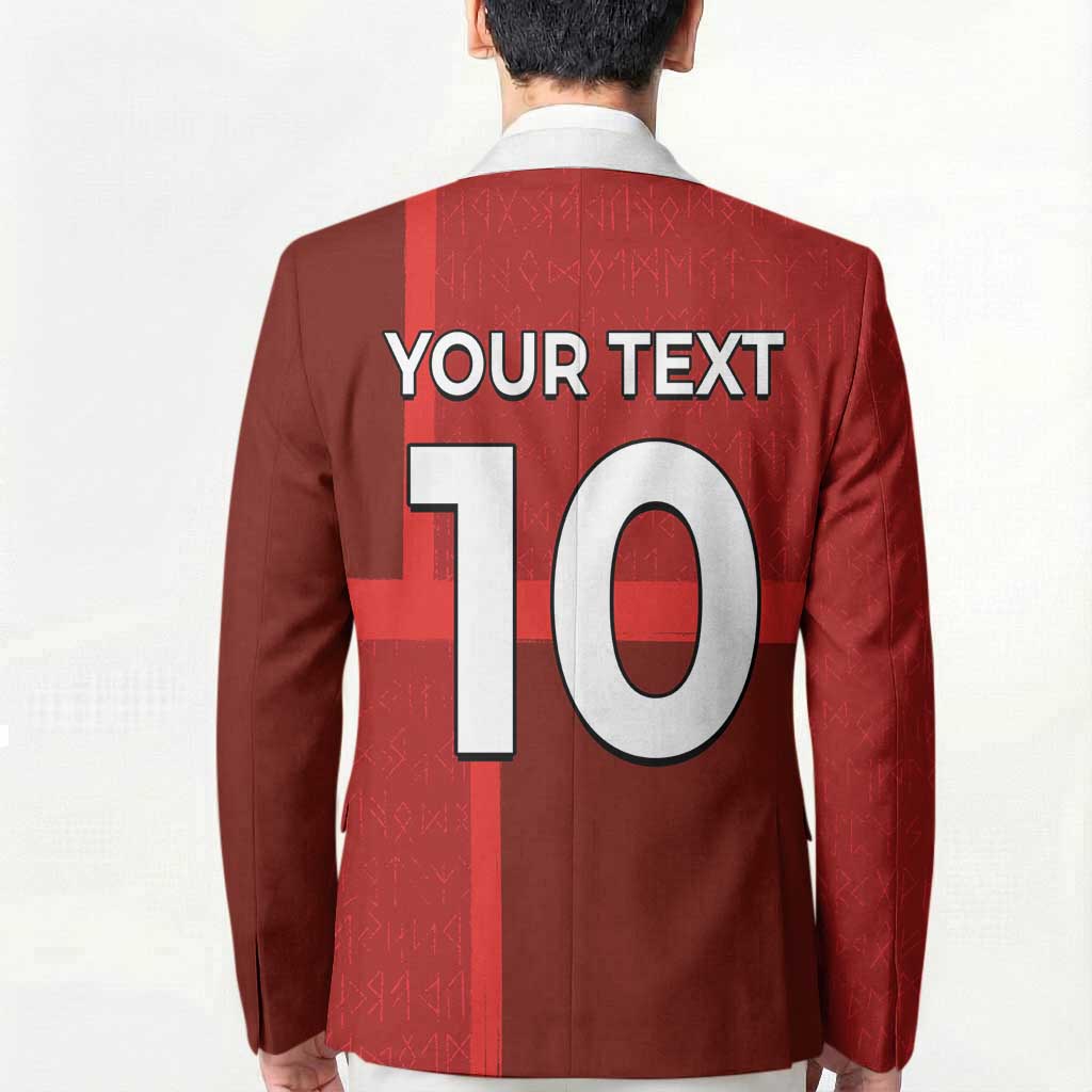 Custom Denmark Football Blazer Black Grunge Line and Rune Inspired Sporty Style