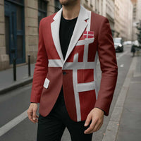 Custom Denmark Football Blazer Black Grunge Line and Rune Inspired Sporty Style