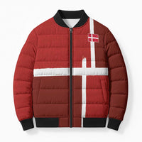 Custom Denmark Football Bomber Puffer Jacket Black Grunge Line and Rune Inspired Sporty Style