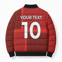 Custom Denmark Football Bomber Puffer Jacket Black Grunge Line and Rune Inspired Sporty Style