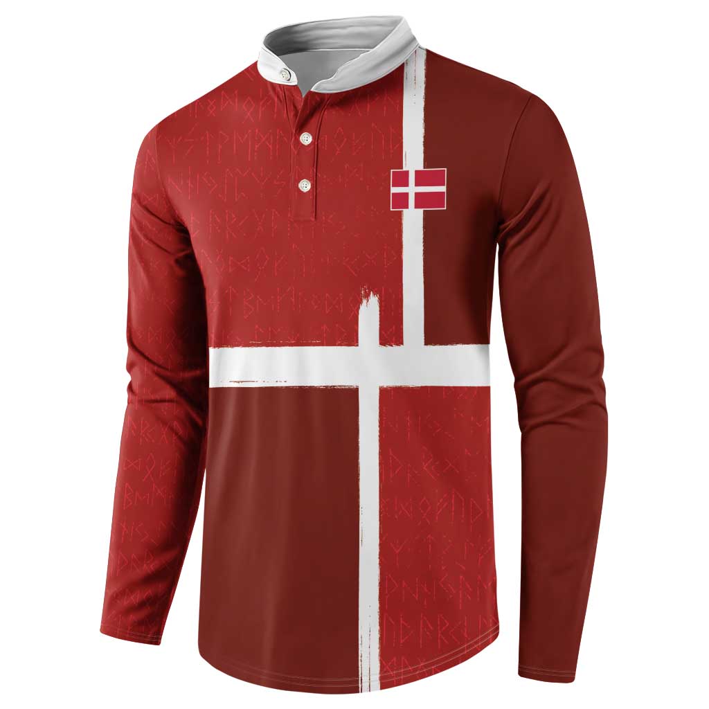 Custom Denmark Football Button Sweatshirt Black Grunge Line and Rune Inspired Sporty Style