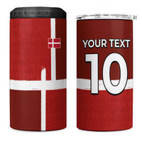 Custom Denmark Football 4 in 1 Can Cooler Tumbler Black Grunge Line and Rune Inspired Sporty Style