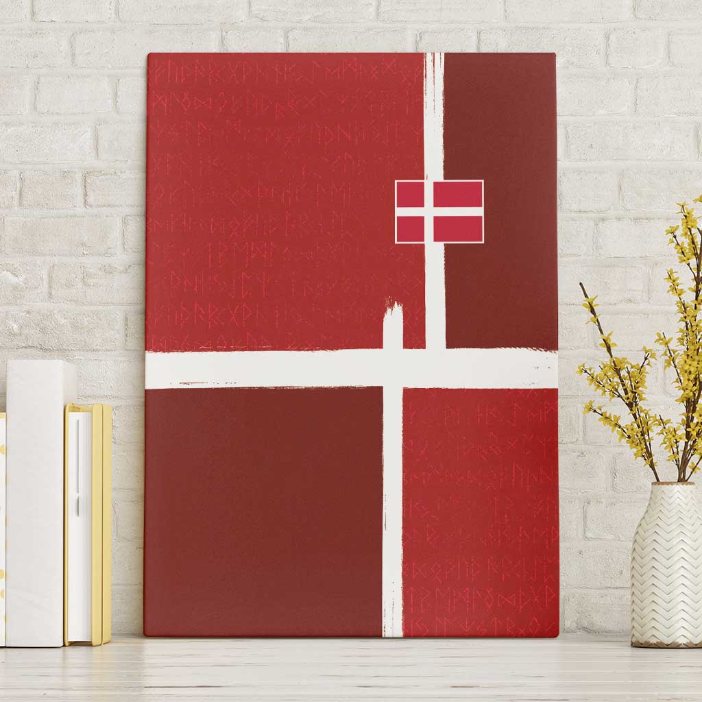 Denmark Football Canvas Wall Art Black Grunge Line and Rune Inspired Sporty Style