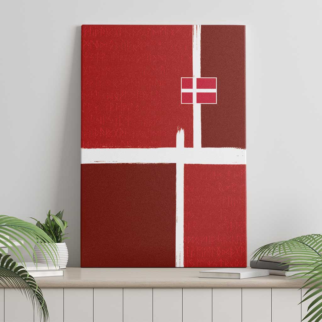 Denmark Football Canvas Wall Art Black Grunge Line and Rune Inspired Sporty Style