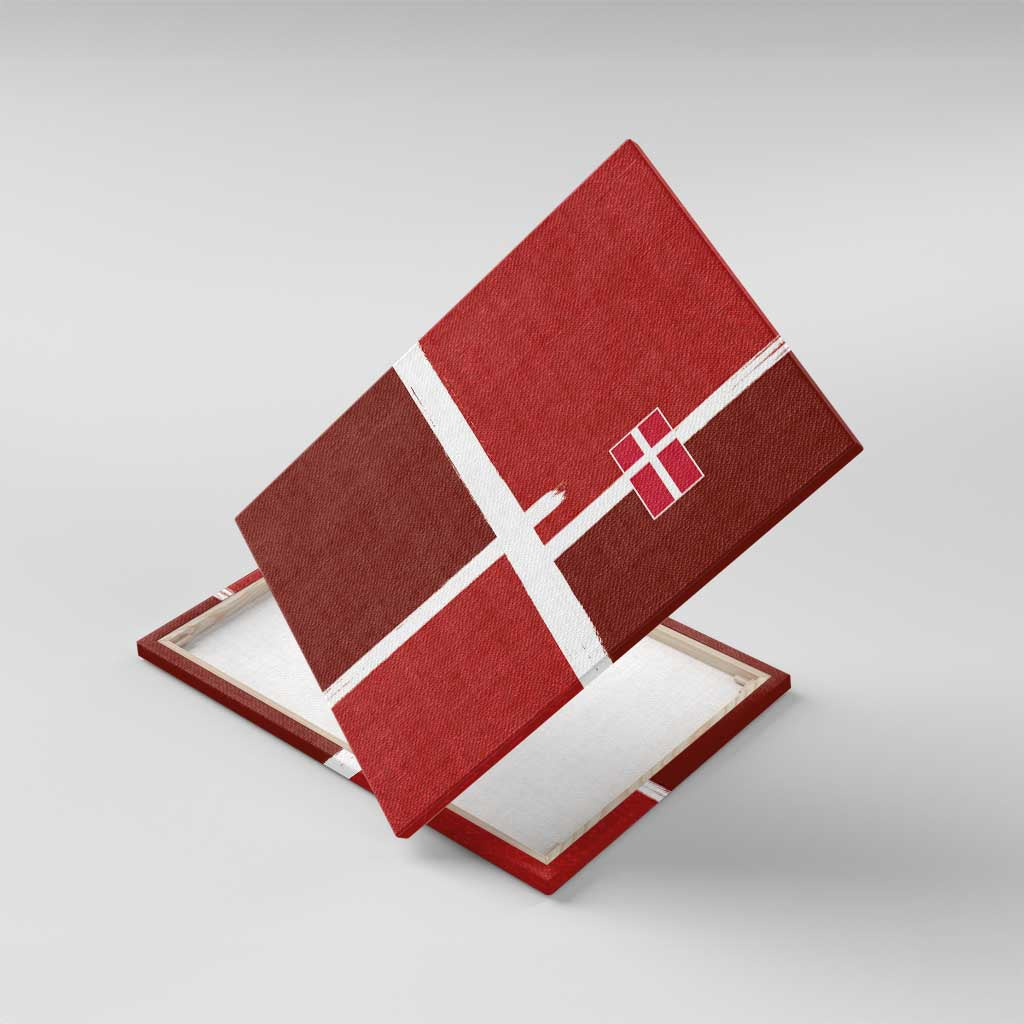 Denmark Football Canvas Wall Art Black Grunge Line and Rune Inspired Sporty Style