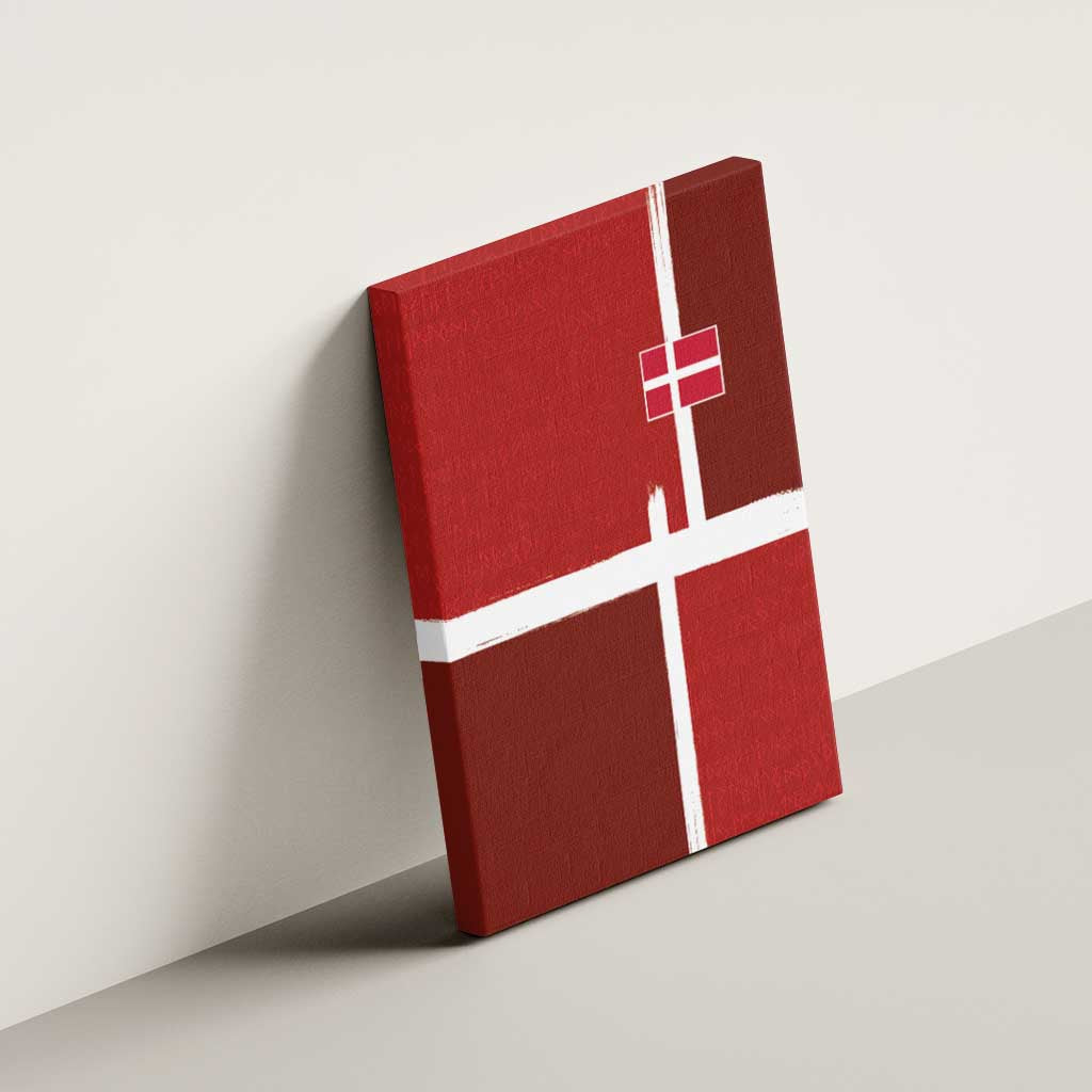 Denmark Football Canvas Wall Art Black Grunge Line and Rune Inspired Sporty Style
