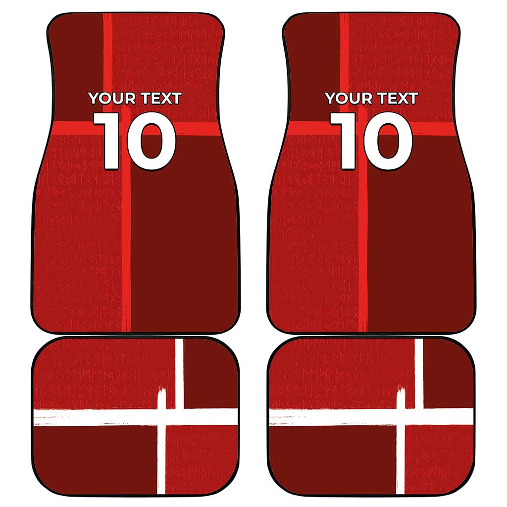 Custom Denmark Football Car Mats Black Grunge Line and Rune Inspired Sporty Style