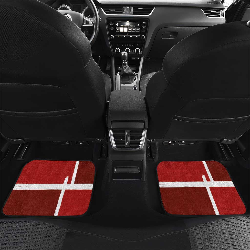 Custom Denmark Football Car Mats Black Grunge Line and Rune Inspired Sporty Style