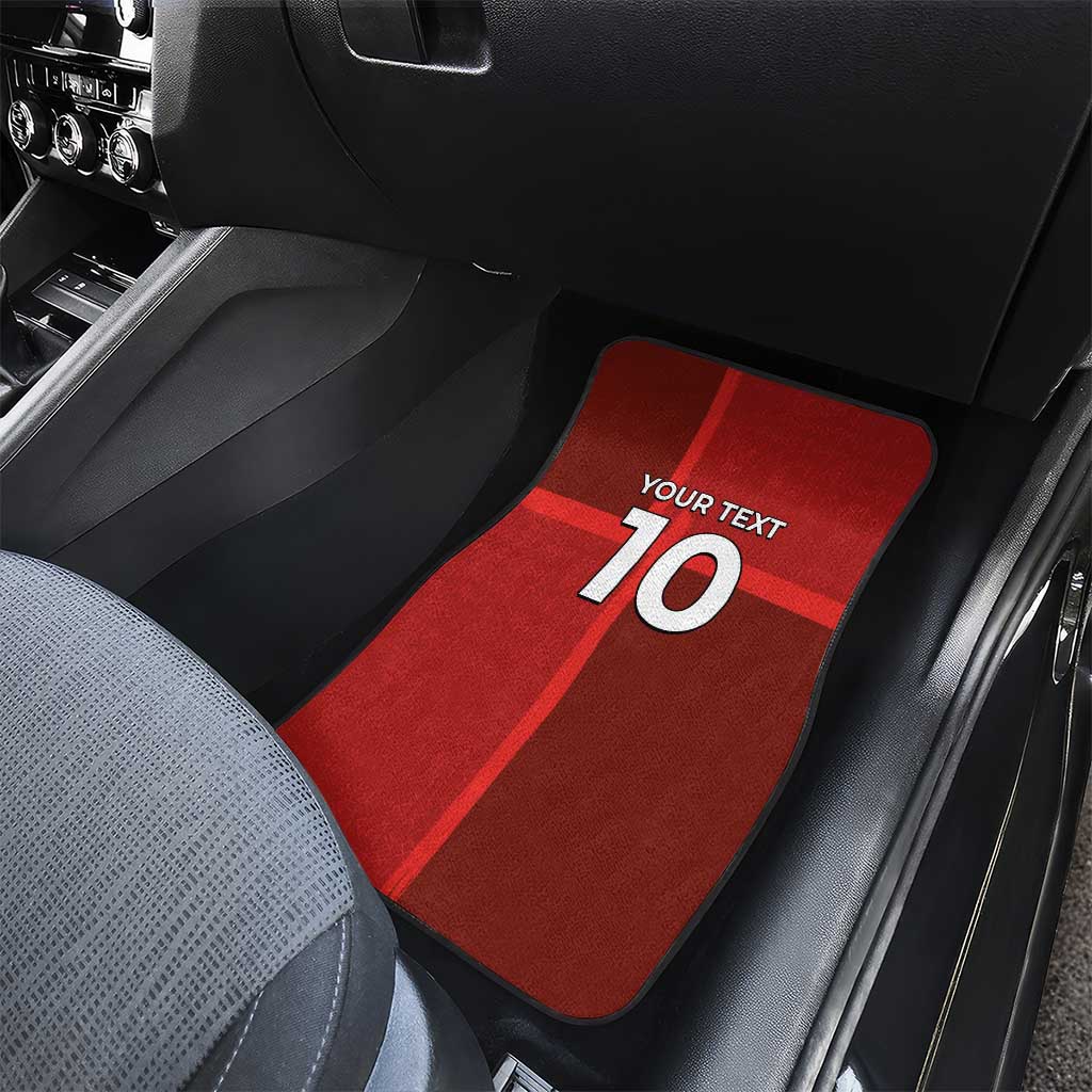 Custom Denmark Football Car Mats Black Grunge Line and Rune Inspired Sporty Style