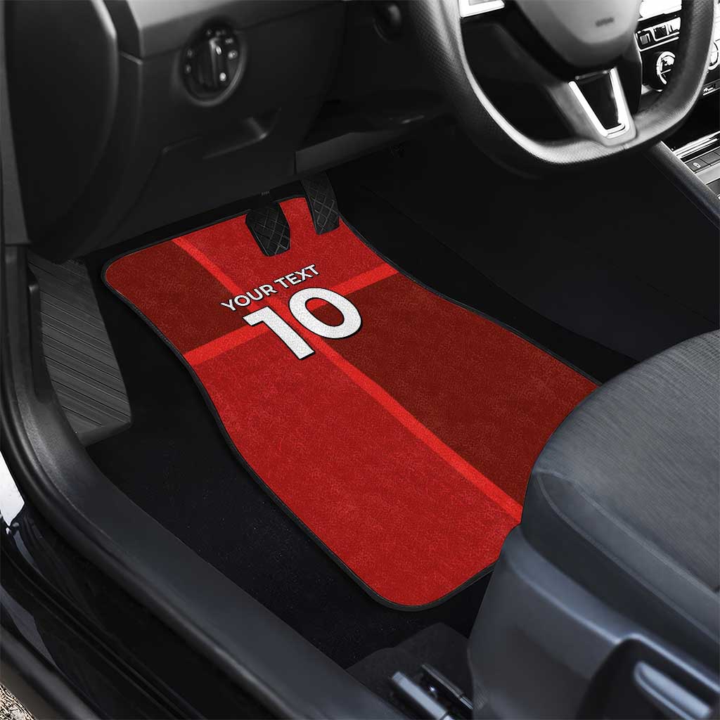 Custom Denmark Football Car Mats Black Grunge Line and Rune Inspired Sporty Style