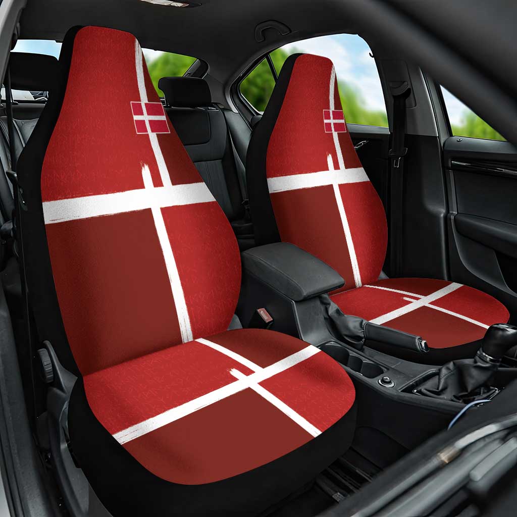 Denmark Football Car Seat Cover Black Grunge Line and Rune Inspired Sporty Style