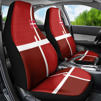Denmark Football Car Seat Cover Black Grunge Line and Rune Inspired Sporty Style