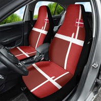 Denmark Football Car Seat Cover Black Grunge Line and Rune Inspired Sporty Style